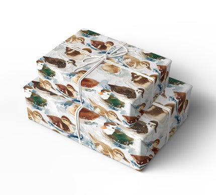 SnowyDrift – Realistic Ducklings in Splashing Water Wrapping Paper