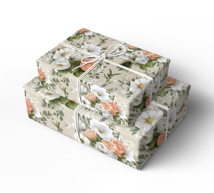 Ivory Blush Bouquet – Floral Wedding Wrapping Paper