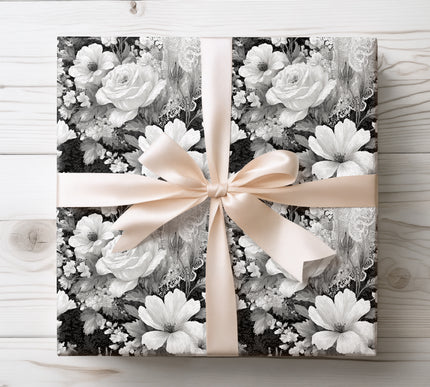 Add a mystical touch with Moonlit Lace wrapping paper, featuring intricate lace patterns in midnight tones. Ideal for elegant events and romantic gifts.