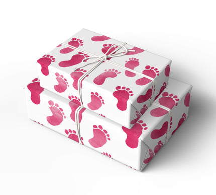 Blushstep – Soft Pink Baby Footprint Watercolor Wrapping Paper