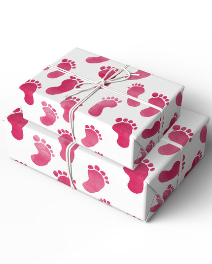 Blushstep – Soft Pink Baby Footprint Watercolor Wrapping Paper