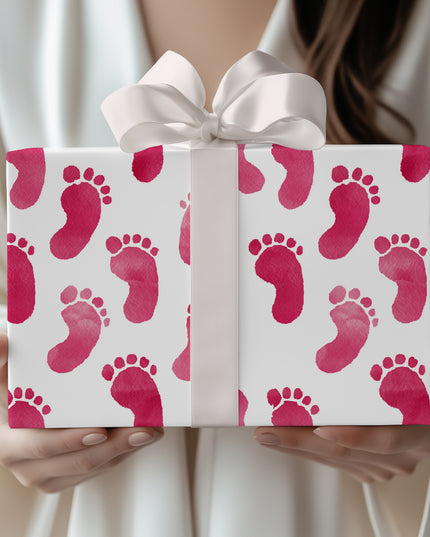 Blushstep – Soft Pink Baby Footprint Watercolor Wrapping Paper