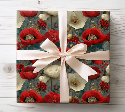 Make gifts stand out with Scarlet Dreams Blossom wrapping paper, featuring bright poppy flowers. Great for bold, nature-inspired presentations.