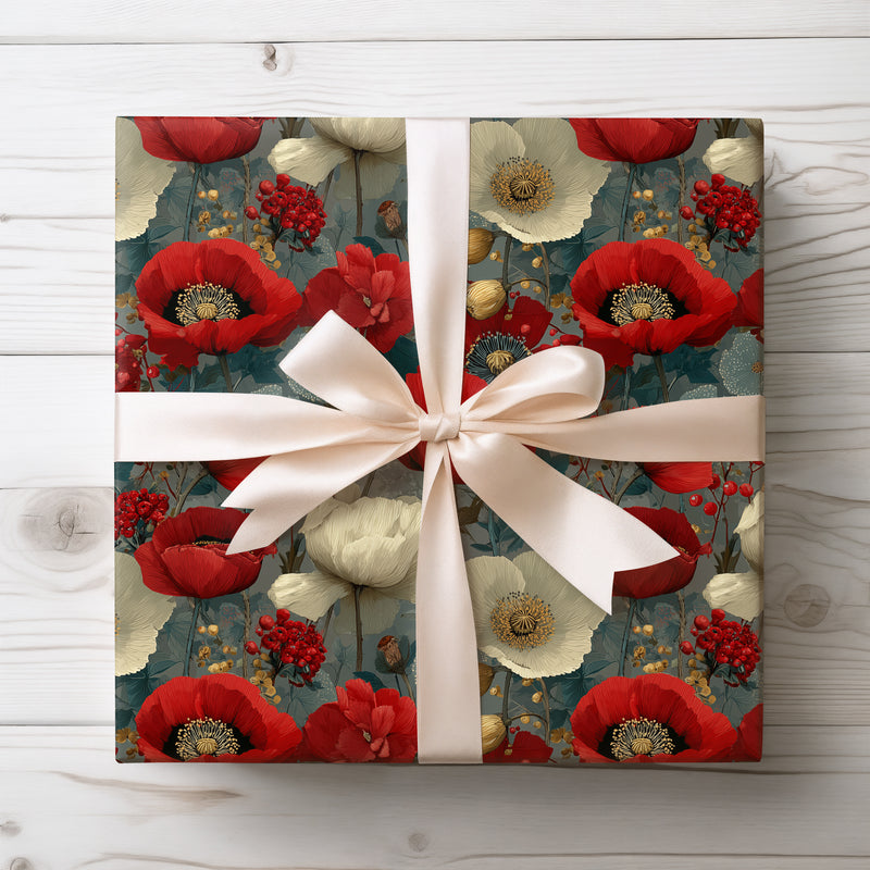 Scarlet Dreams Blossom – floral poppy gift wrap