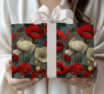 Scarlet Dreams Blossom – floral poppy gift wrap