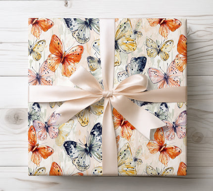 Express creativity with Wingwhirl wrapping paper showcasing artistic butterfly illustrations. Great for artistic gifts and colorful celebrations.