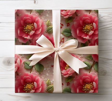 Add a touch of luxury with Petals of Elegance wrapping paper, displaying intricate 3D floral lace designs. Ideal for weddings, anniversaries, and refined gifting.