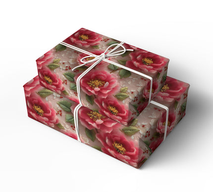 Petals of Elegance - Luxurious 3D Floral Lace Fantasy Wrapping Paper