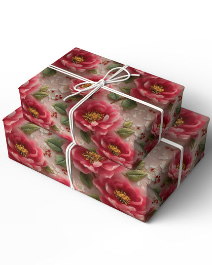 Petals of Elegance - Luxurious 3D Floral Lace Fantasy Wrapping Paper