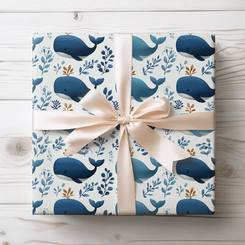Whalelune – Cute Blue Whale Ocean Wrapping Paper