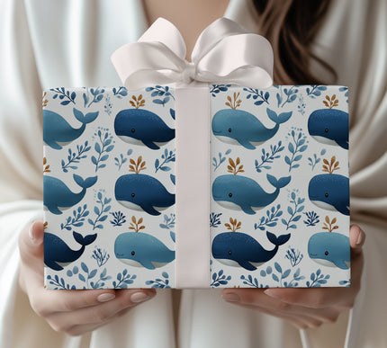 Whalelune – Cute Blue Whale Ocean Wrapping Paper