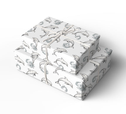 WaveFlip – Playful Dolphins with Ocean Waves Wrapping Paper