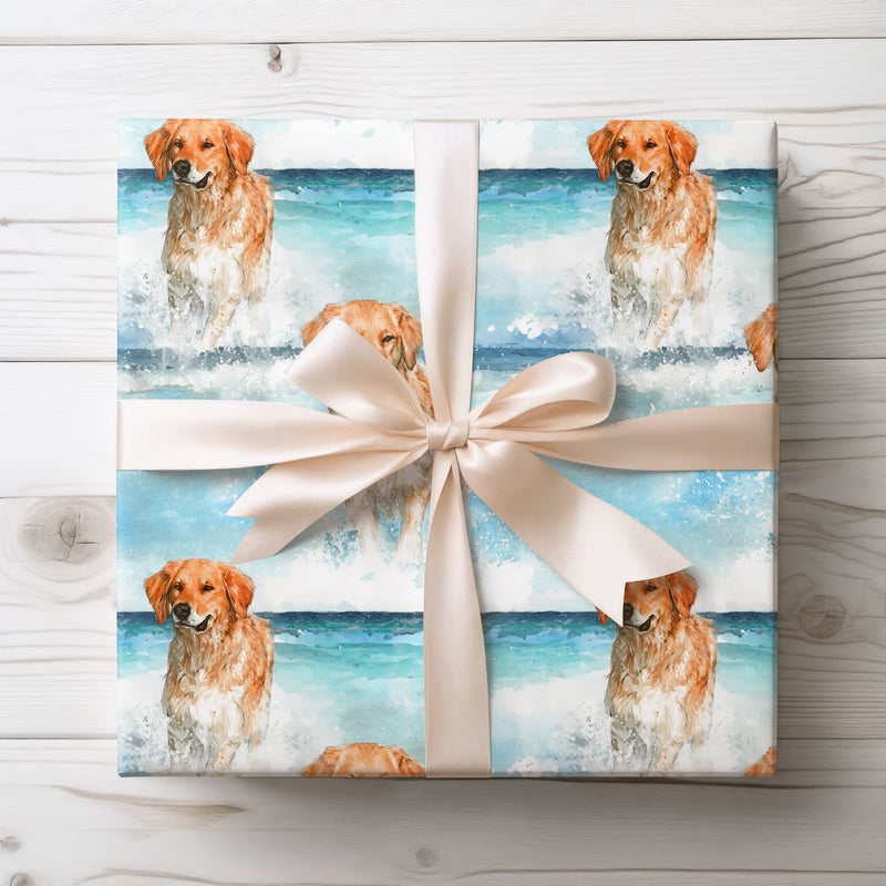 Seasplash Goldenheart - Dog in Water  Wrapping Paper