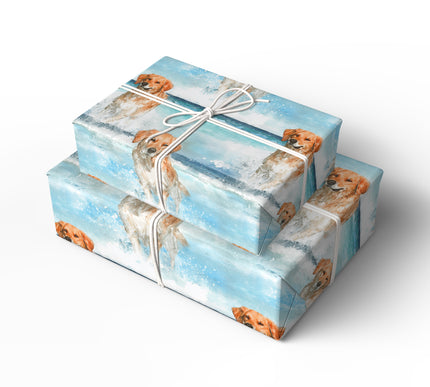 Seasplash Goldenheart - Dog in Water  Wrapping Paper