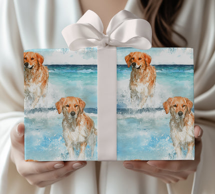 Seasplash Goldenheart - Dog in Water  Wrapping Paper
