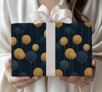 Midnight Gold Soirée – elegant gold balloon gift wrap
