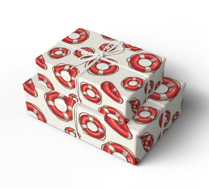Floatward – Nautical Lifesaver Ring Pattern Wrapping Paper