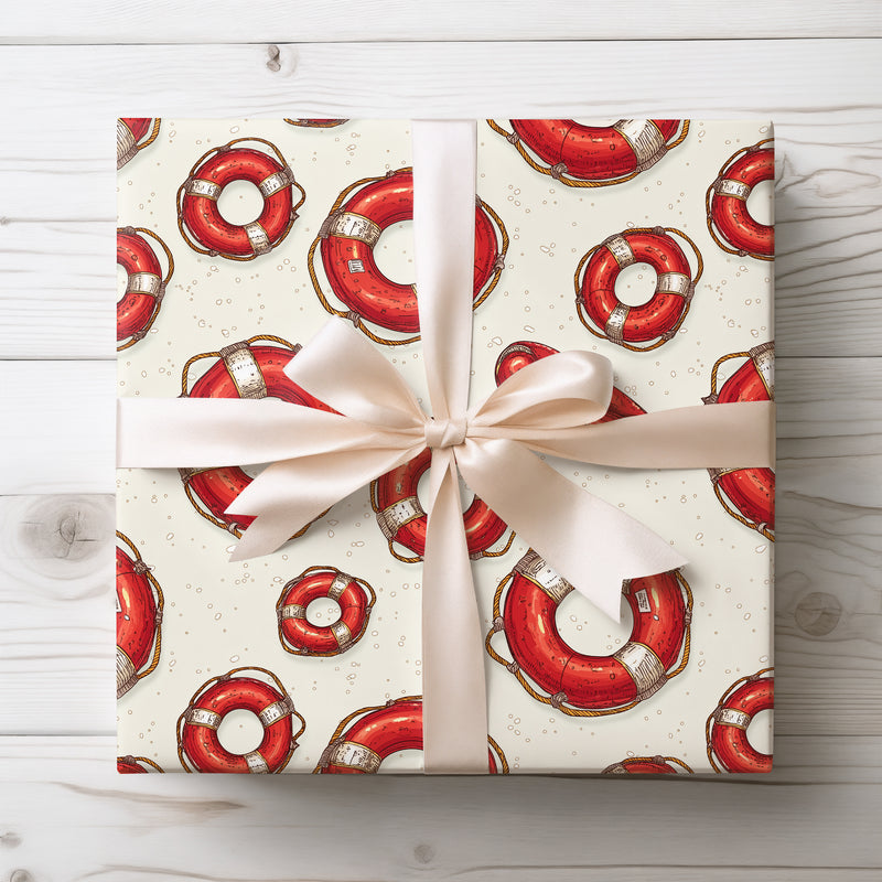 Floatward – Nautical Lifesaver Ring Pattern Wrapping Paper