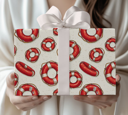 Floatward – Nautical Lifesaver Ring Pattern Wrapping Paper