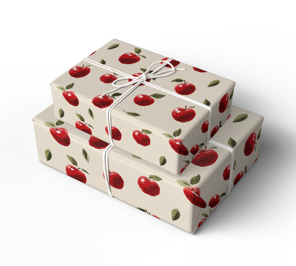 Crimson Orchard Whimsy – realistic red apple pattern wrapping paper