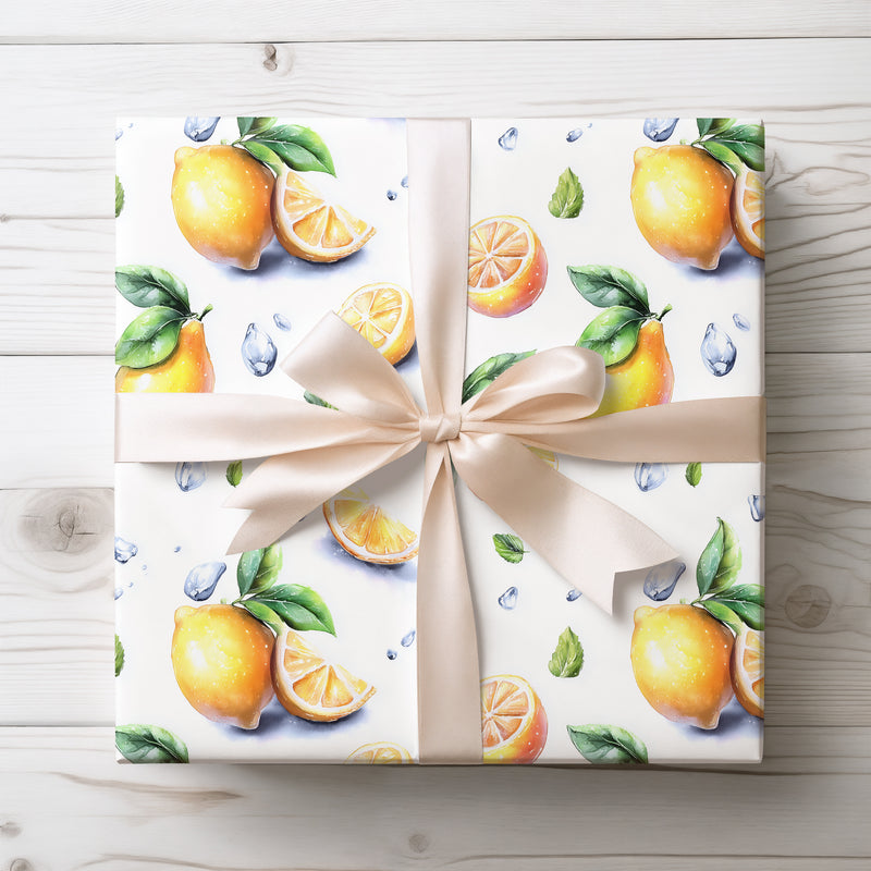 Sunlit Grove - Golden Citrus Fantasy Wrapping Paper