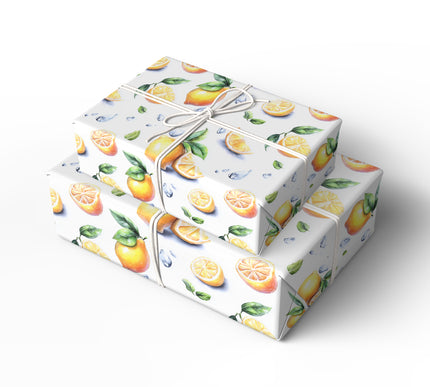 Sunlit Grove - Golden Citrus Fantasy Wrapping Paper