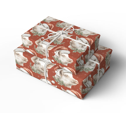 SnoutFest – Festive Pig Faces with Santa Hat Wrapping Paper