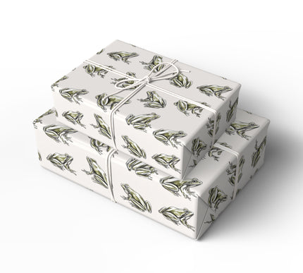 PondLeap – Green Frog Drawing Pattern Wrapping Paper