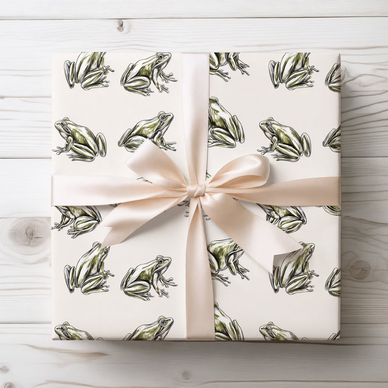 PondLeap – Green Frog Drawing Pattern Wrapping Paper