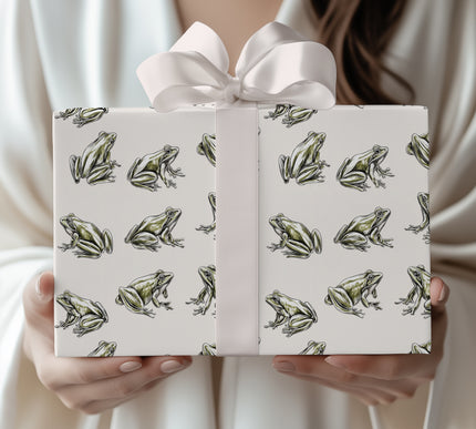 PondLeap – Green Frog Drawing Pattern Wrapping Paper