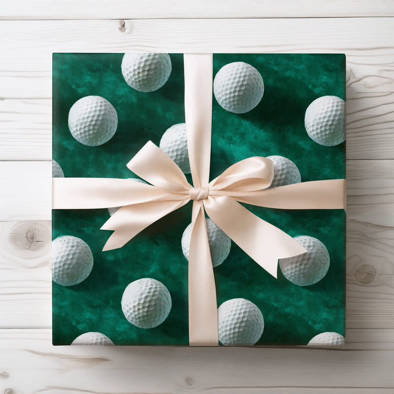 Turfroll – Golf Ball Pattern on Green Watercolor Wrapping Paper