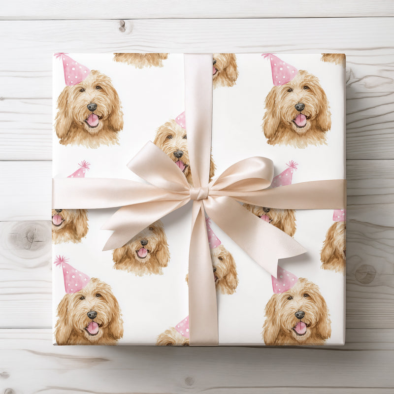 Paw-ty Time - Golden Doodle Birthday Wrapping Paper
