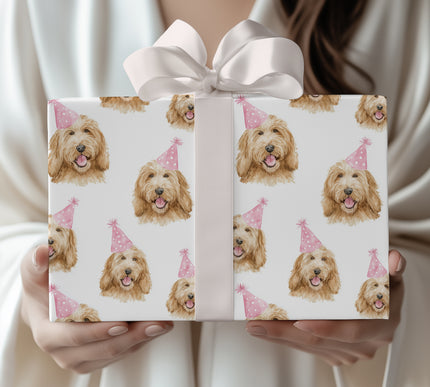 Paw-ty Time - Golden Doodle Birthday Wrapping Paper