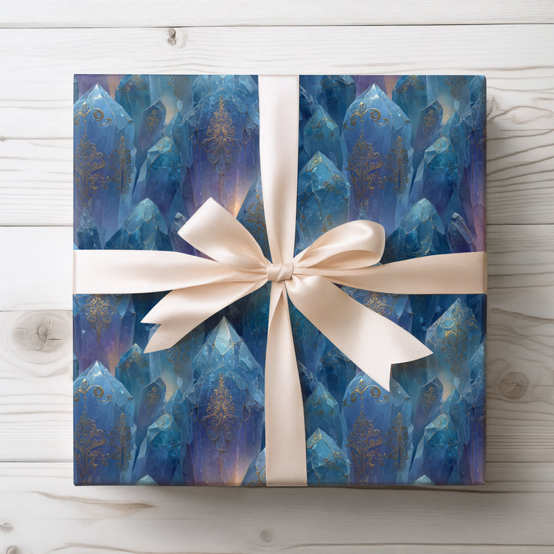 Crystalspire Frostbound - Ice Crystals Pattern Wrapping Paper