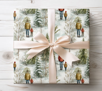 Celebrate serene winter days with Everwhite Journey wrapping paper. Depicting a father and son strolling in a snowy forest, it’s ideal for winter holidays, family gifts, and heartfelt moments. Durable paper with detailed artwork.