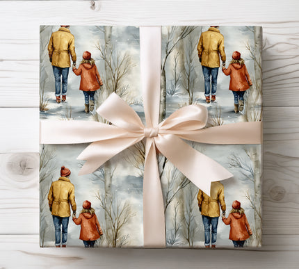 Wrap your gifts with warmth and love using Frostpath Bond wrapping paper. Featuring a mother and daughter holding hands in a snowy forest, it’s perfect for winter holidays, family celebrations, and heartfelt gifts. Soft texture and vivid colors.