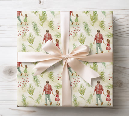 Celebrate family bonds with Nature's Embrace wrapping paper, featuring a scenic forest walk of a father and daughter. Perfect for family gifts, outdoor lovers, and heartfelt occasions. High-quality paper with detailed watercolor artwork.