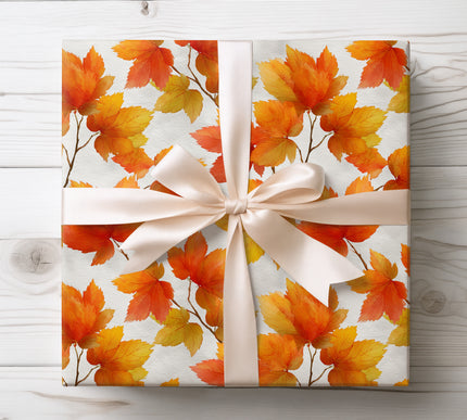 Embrace autumn vibes with Fallinia wrapping paper showcasing warm, colorful autumn leaves. Ideal for fall birthdays, Thanksgiving gifts, and seasonal celebrations. Premium paper with vibrant colors and a smooth finish.