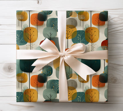 Capture retro forest charm with Forest Echo Reverie wrapping paper. Featuring mid-century style nature motifs, it’s perfect for rustic-themed presents, vintage lovers, and woodland celebrations. High-quality paper with soft, earthy tones.