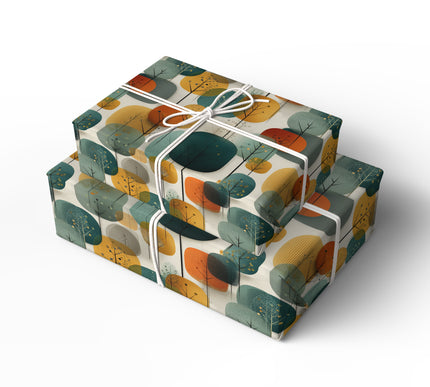 Forest Echo Reverie – mid‑century forest gift wrap