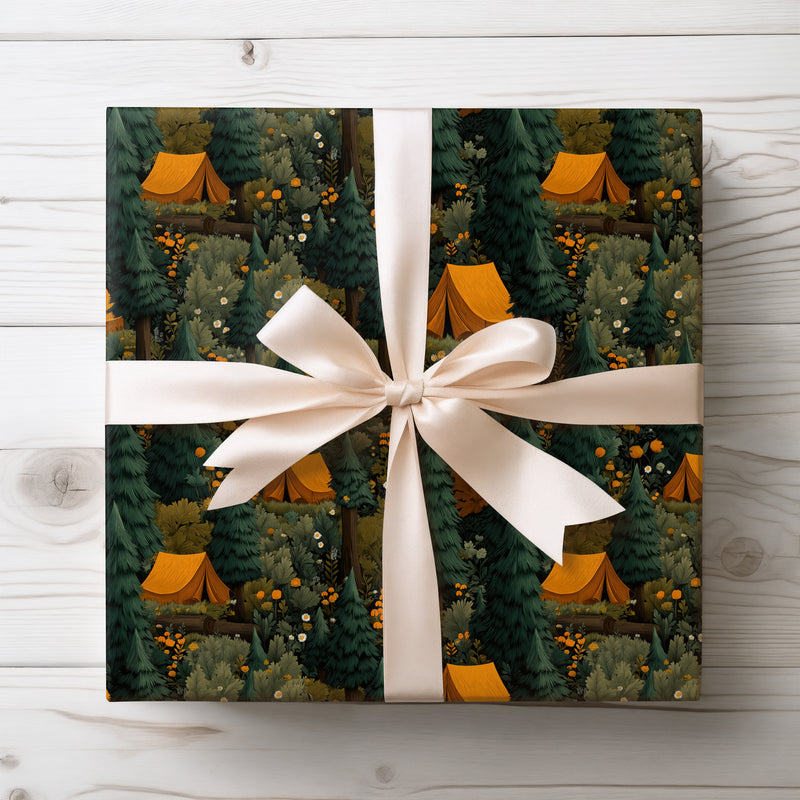 Twilight Tapestry – Enchanted Camping Scene Wrapping Paper
