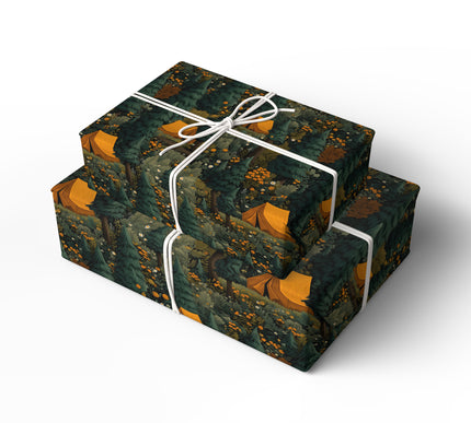 Twilight Tapestry – Enchanted Camping Scene Wrapping Paper