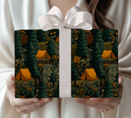 Twilight Tapestry – Enchanted Camping Scene Wrapping Paper