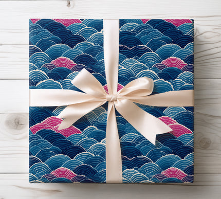 Add an artistic touch to your gifts with Sakura-Tide Crest wrapping paper featuring traditional Japanese wave patterns. Perfect for cultural events, special occasions, and elegant gift presentations. High-quality textured paper with detailed design.