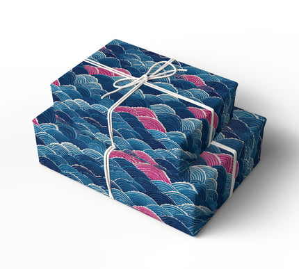 Sakura‑Tide Crest - Japanese Wave Pattern Wrapping Paper
