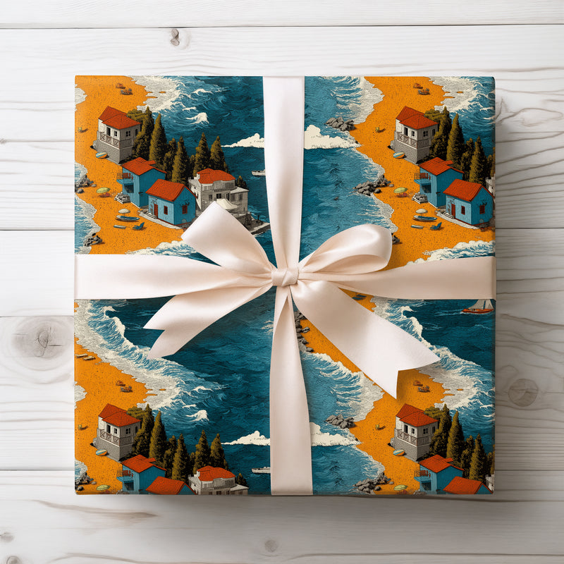 Seaside Reverie - Dreamy Coastal Holiday Beach Wrapping Paper