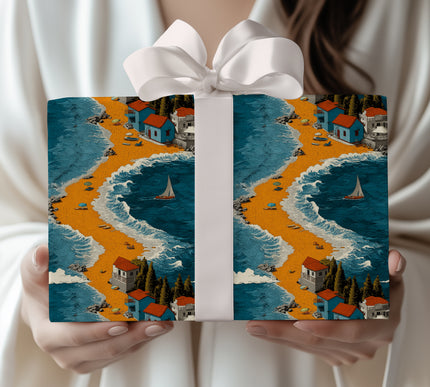 Seaside Reverie - Dreamy Coastal Holiday Beach Wrapping Paper