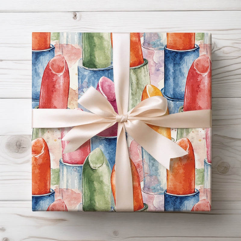 Kiss of Radiance - Lipstick Pattern Wrapping Paper