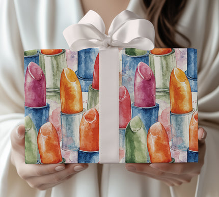 Kiss of Radiance - Lipstick Pattern Wrapping Paper