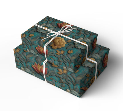 Regal Splendor - Ornate Botanical Bas-Relief Mural Wrapping Paper